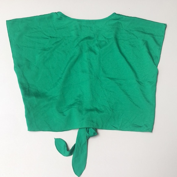 NWT color swatch short sleeve green front tie sleeveless top - Picture 9 of 11